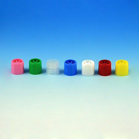 Globe Scientific Screw Cap with Silicone Washer for Sample Tubes with External Threads (#s: 6030-6059), Blue Image